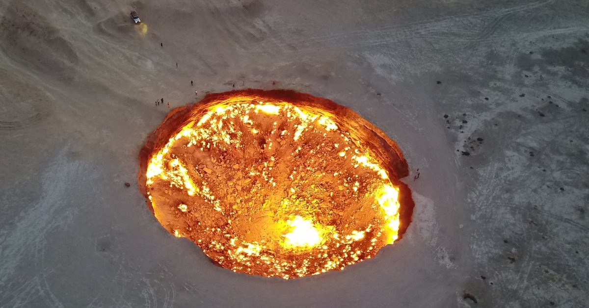 Drone Footage Shows ‘Door To Hell’, A Crater Burning For 40 Years