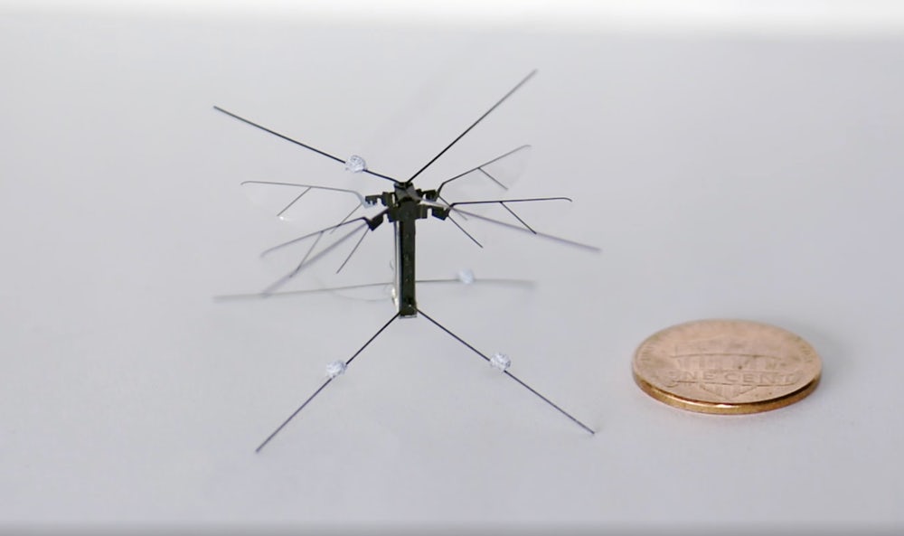 This Four-Wing Flying Robot Are Smaller Than A Penny