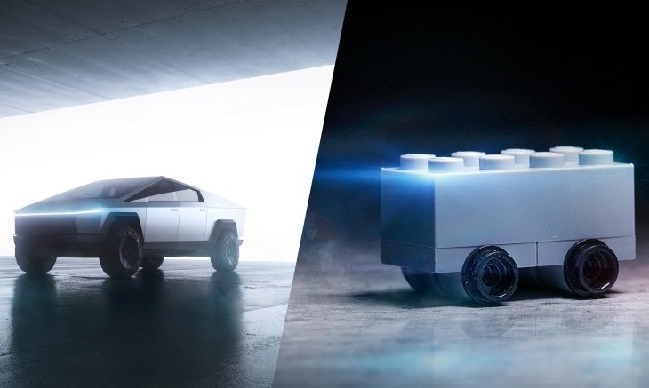 Lego Mocks Tesla Cybertruck With Its Shatterproof Brick Model