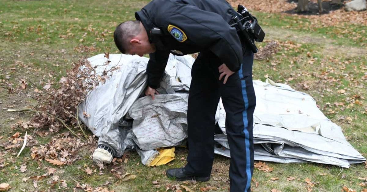 An Emergency Slide Fells From Airplane And Lands In A Man’s Yard