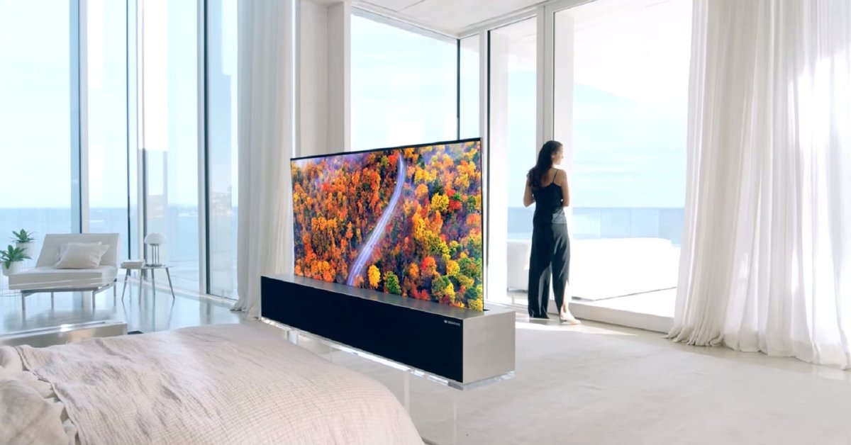 Lgs Rollable Tv Will Roll Downward From The Ceiling Just Like A Projector Screen 0464