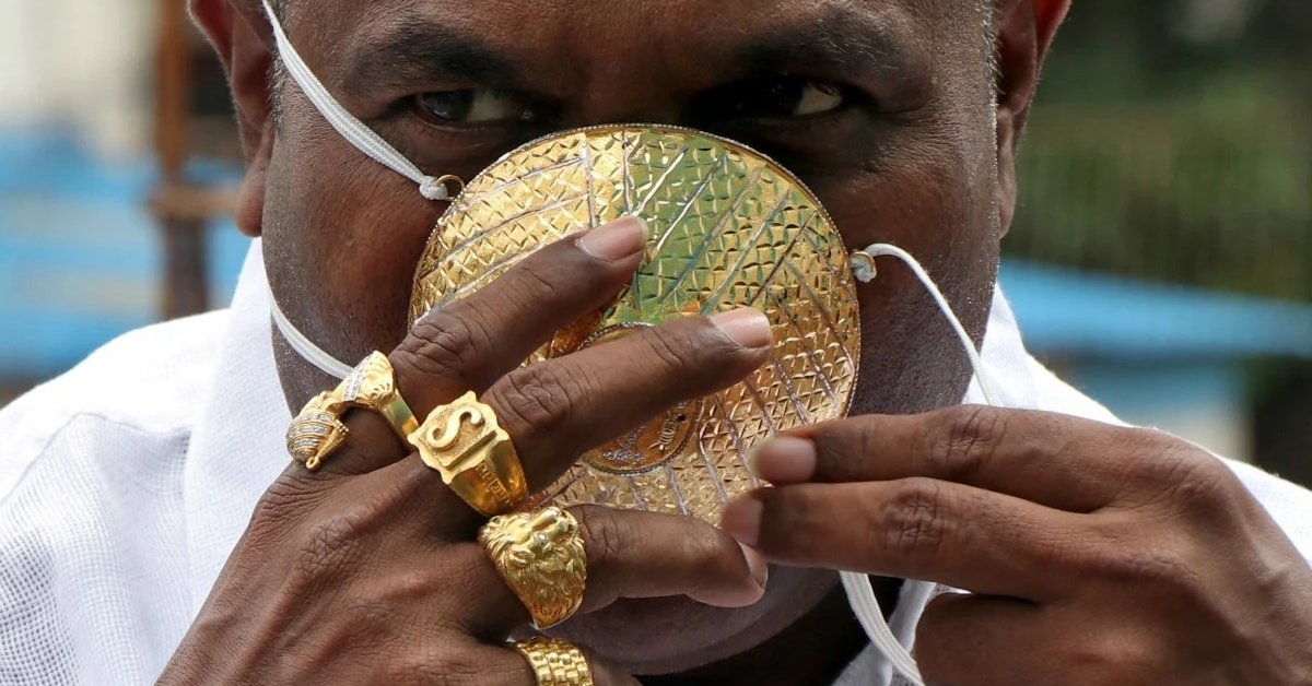 Indian Man Wears $4,000 Solid Gold Face Mask To Fight COVID-19
