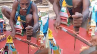 No Electric Power Drill, Indian Carpenter Uses Ancient Drill