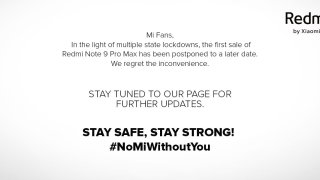 Redmi Note 9 Pro Max India Sale Has Been Delayed Due To India Lockdown