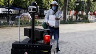 Robot Police Officers Used To Patrol The Streets During Lockdown