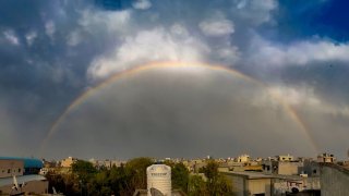 Rare Full Arch Rainbow Appears On Delhi’s Clear Spring Sky Amid Lockdown