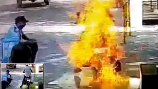 Gujarat Biker Engulfed In Flame After Being Sprayed COVID-19 Sanitizer