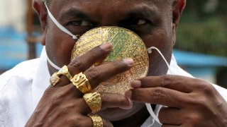 Indian Man Wears $4,000 Solid Gold Face Mask To Fight COVID-19