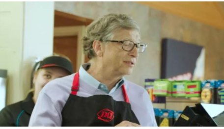 Warren Buffett And Bill Gates Working Together On A Dairy Queen Shift