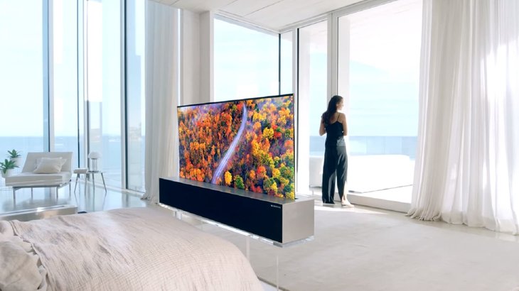 Lg S Rollable Tv Will Roll Downward From The Ceiling Just