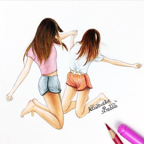 Drawings Of 2 Best Friends, HD Png Download - kindpng-saigonsouth.com.vn