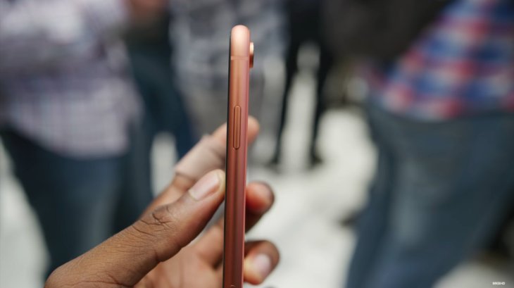 The side of coral iPhone XR