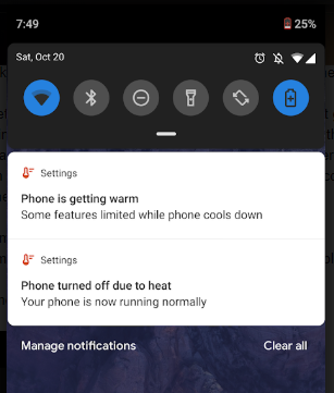 Pixel 3 Overheating Notification E1541716394491