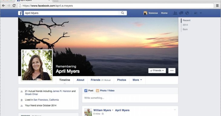 Memorialized Facebook Account