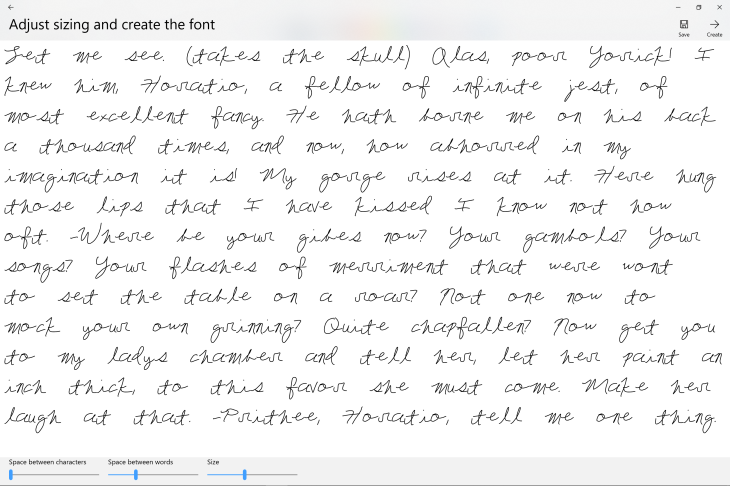 Screenshot: Microsoft Font Maker adjust sizing