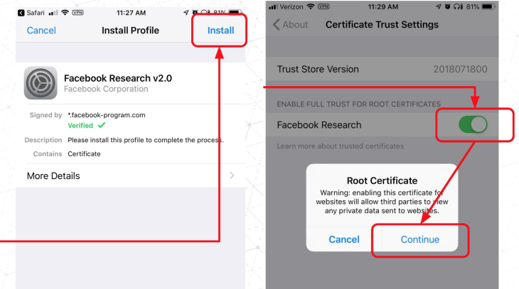 Facebook Research Install Root Certificate