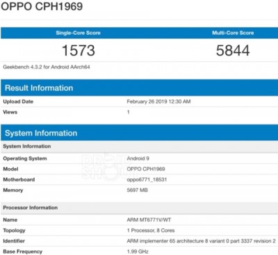 Oppo F11 Pro Geekbench