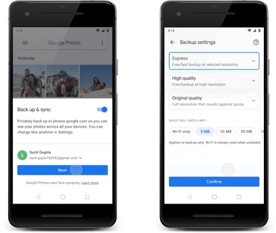 Google Photos Express Backup
