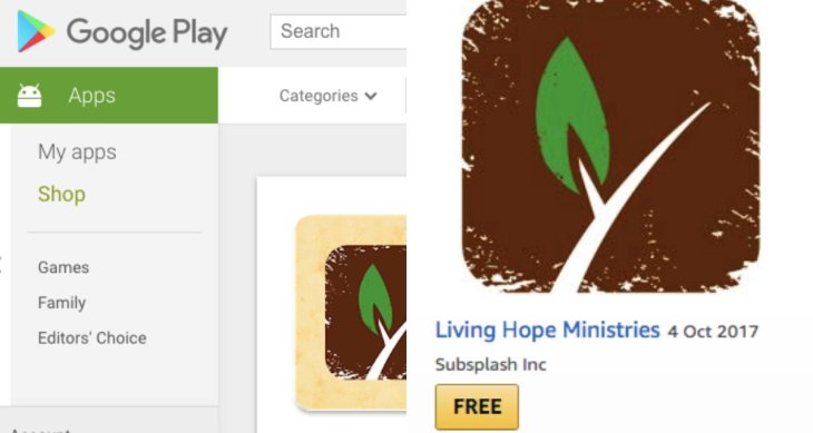 Google Amazon Living Hope Ministries App