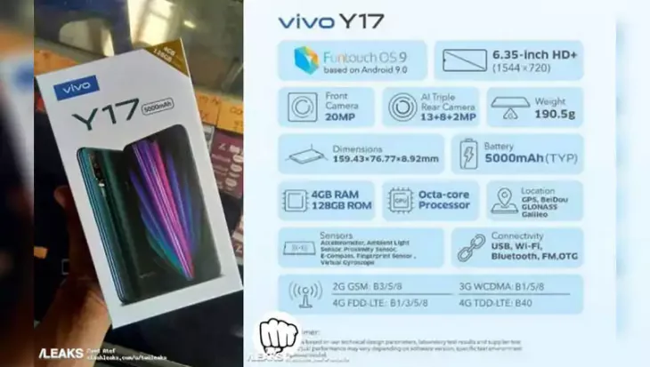 Vivo Y17 Specifications Leak
