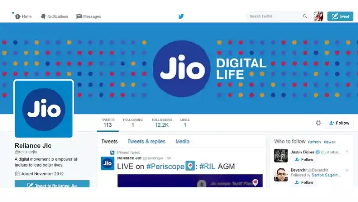 Reliance Jio Twitter