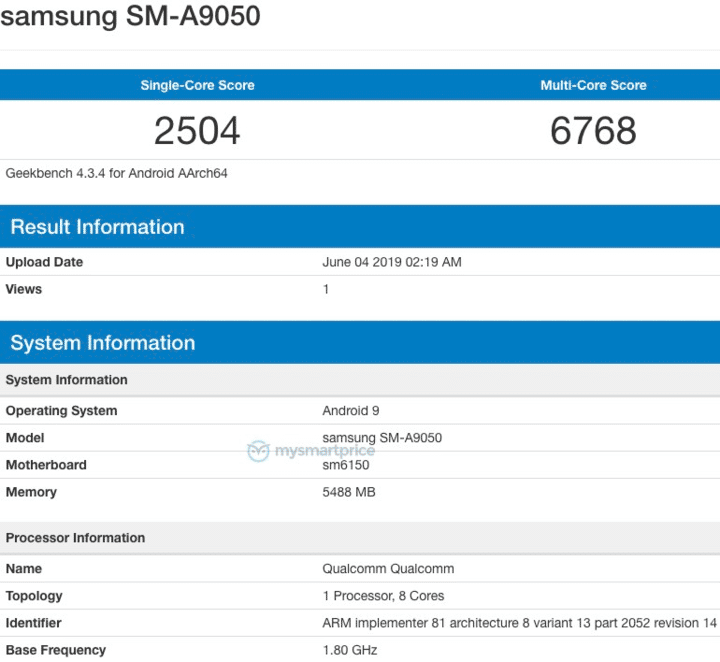 Galaxy A90 Geekbench