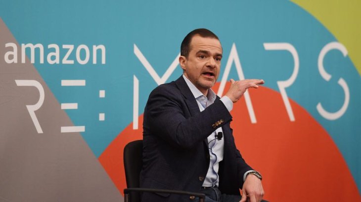 Jeff Wilke, head of Amazon's consumer operations, speaks during the Amazon Re:MARS conference