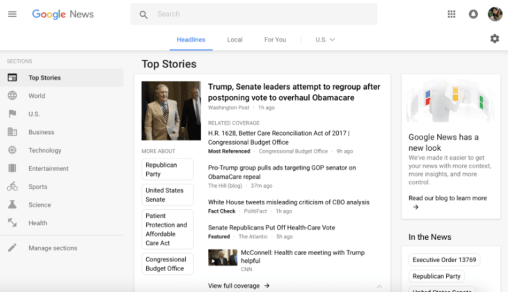 Google News Interface