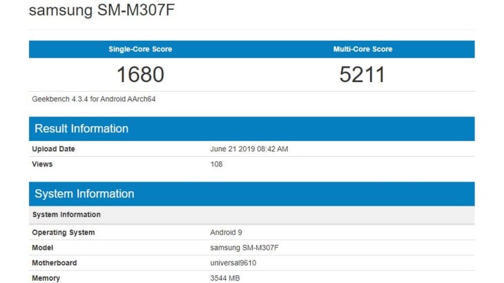 Samsung Galaxy M30s Geekbench 1561201272621