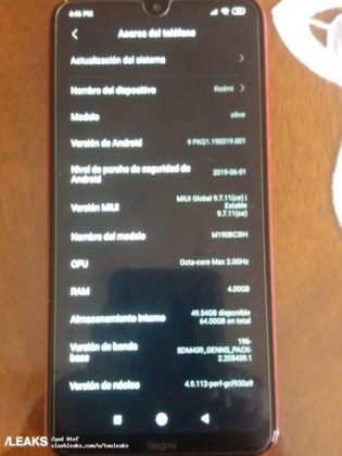 Xiaomi Redmi 8a Leaked Image 04 About Device 315x4
