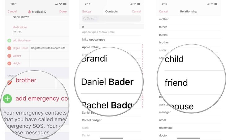 how to set up emergency contacts on iphone
