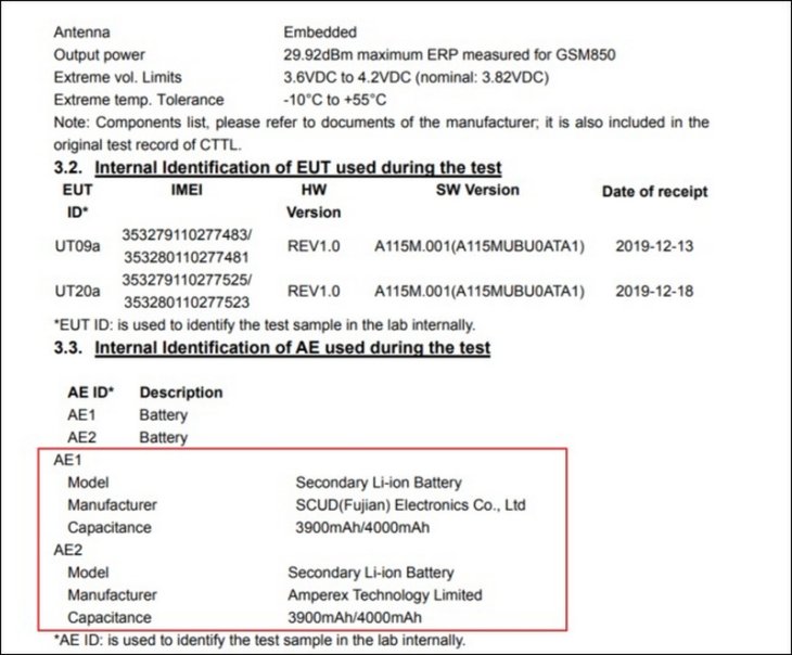 Galaxy A11 4000 Battery