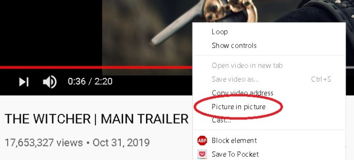 Chrome-picture-in-picture-option