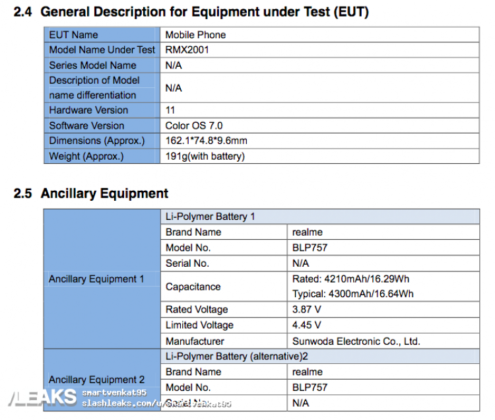 Realme Rmx2001 Fcc Listing