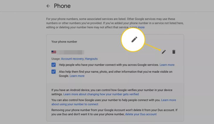 change phone number on gmail