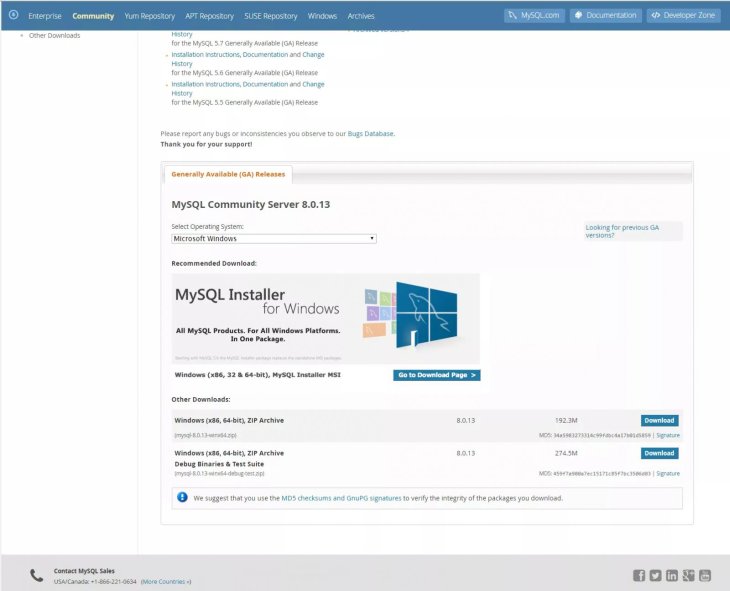 mysql database download windows 10 64 bit