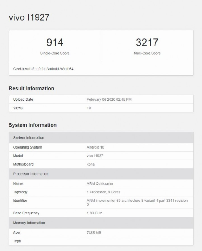 Vivo Iqoo 3 Iqoo L1927