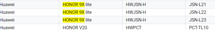 Honor 9x Lite Google Play Listing
