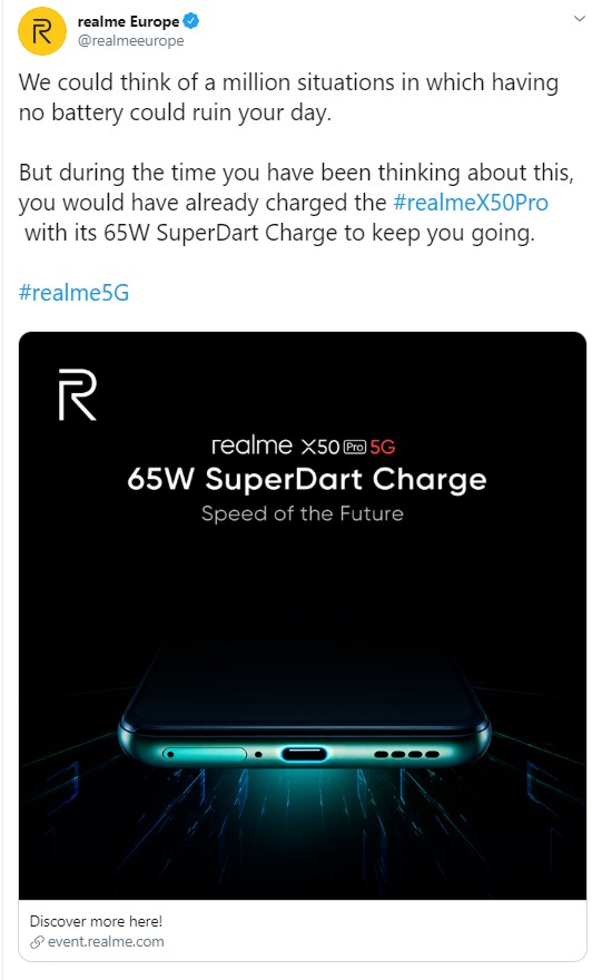 Realme X50 Pro 5g 65w Fast Charging