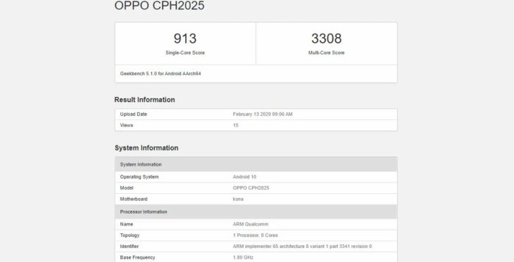 Oppo Find X2 Pro Geekbench