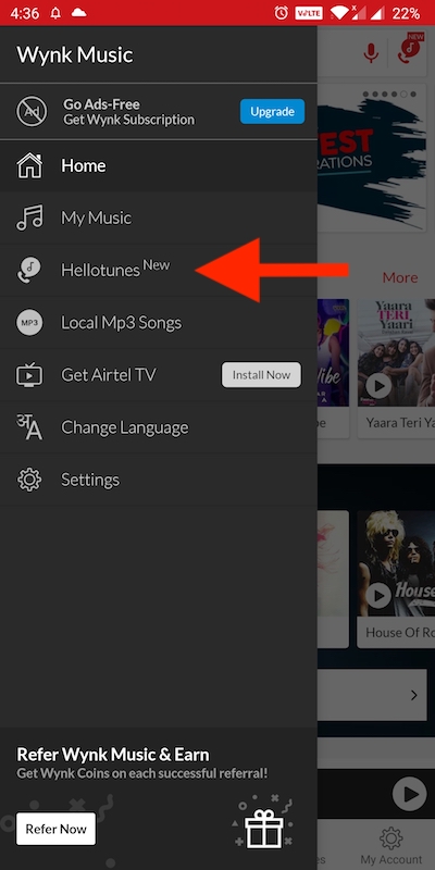 airtel hello tunes app wynk music