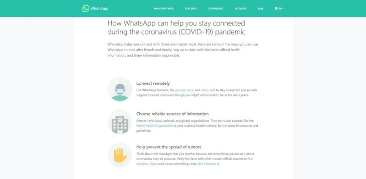 WhatsApp Coronavirus Information Hub