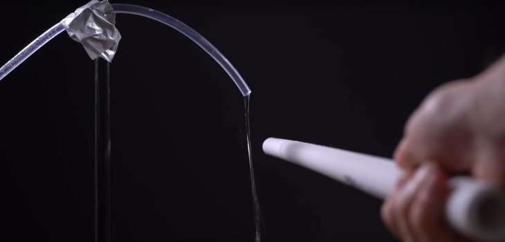 The water flow bends