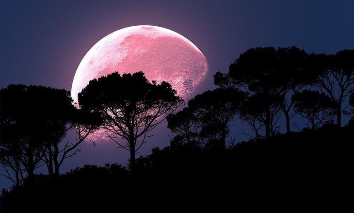 Pink Supermoon tribes landscape