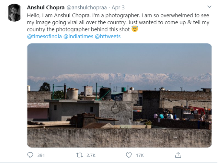 Dhauladhar mountain range pollution lockdown