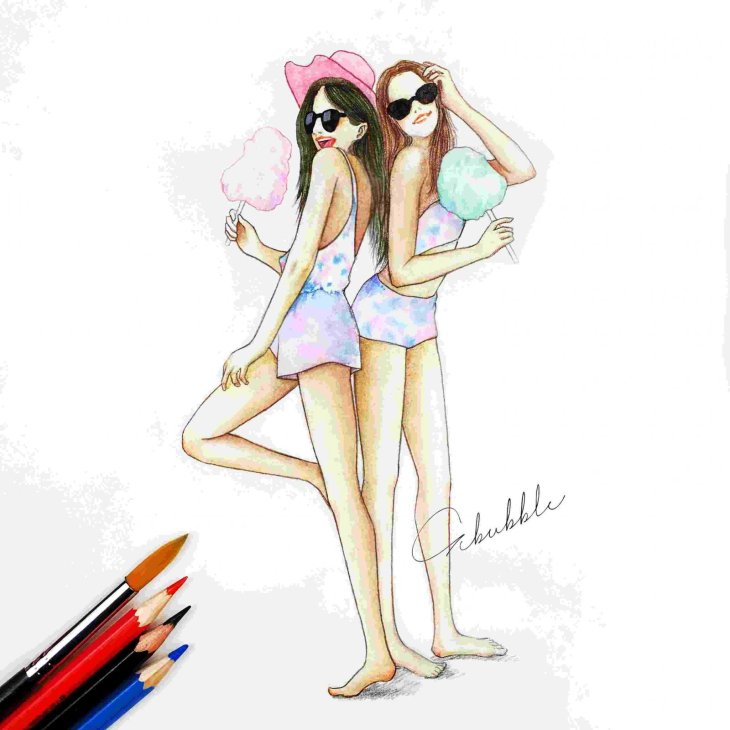 cute best friend drawings for girls