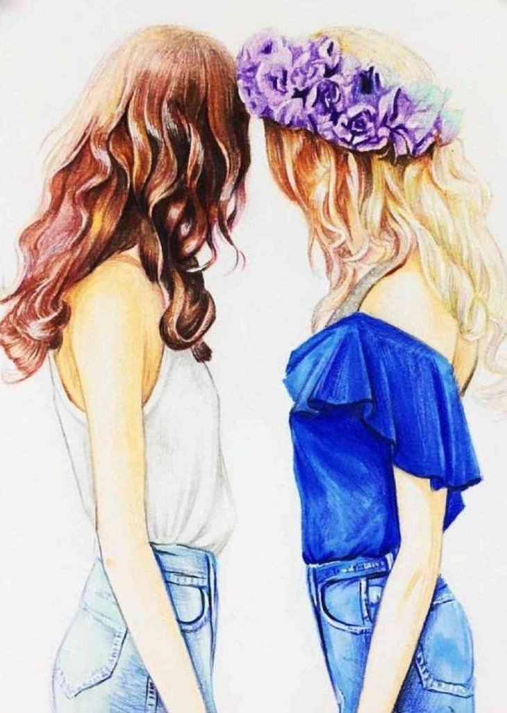 Bff Bestie Cute Drawings Brown Hair - Draw-fidgety