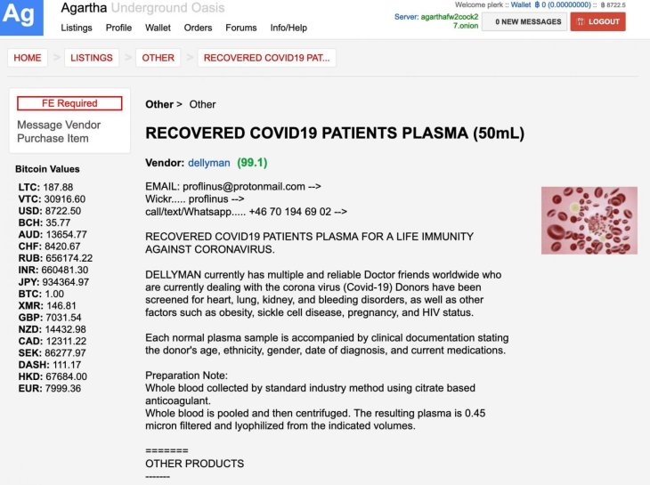 Covid 19 blood darknet 2