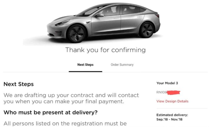 Tesla Model 3 Order