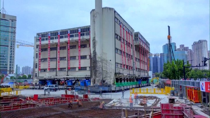 Shanghai school building walk to new location 
